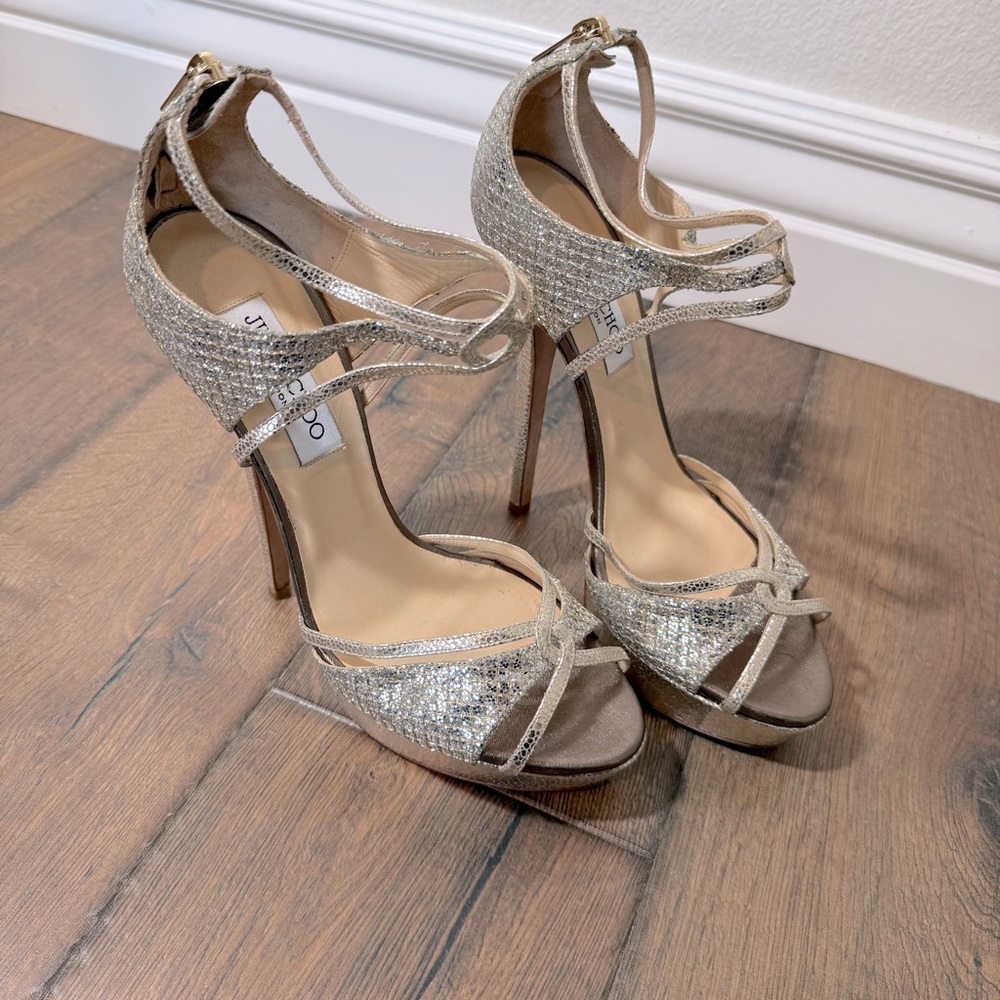 Jimmy Choo Silver Strappy Heels